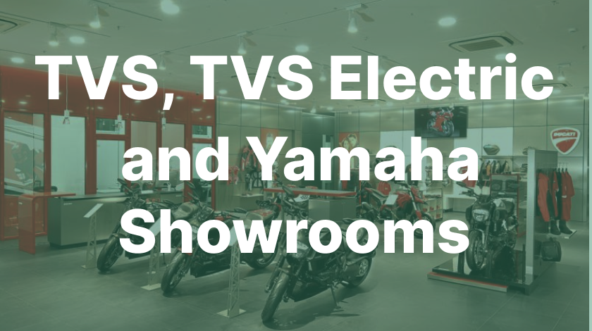 Exploring Top Showrooms for TVS, TVS electric & Yamaha in Top Indian Cities 